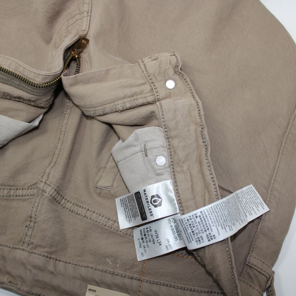 Levi's 505 36x34 New Tan Canvas Regular Fit Workwear Men's Denim Jeans - Picture 9 of 9